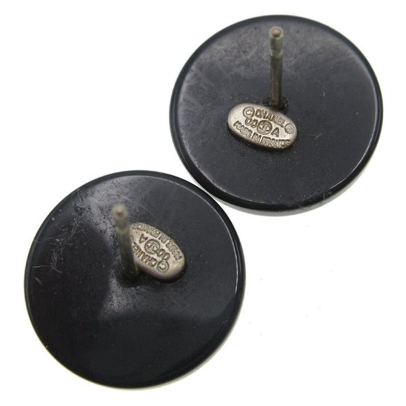 Chanel Button Pierced Earrings Rhinestone Black 00A 29488 - Picture 4 of 10